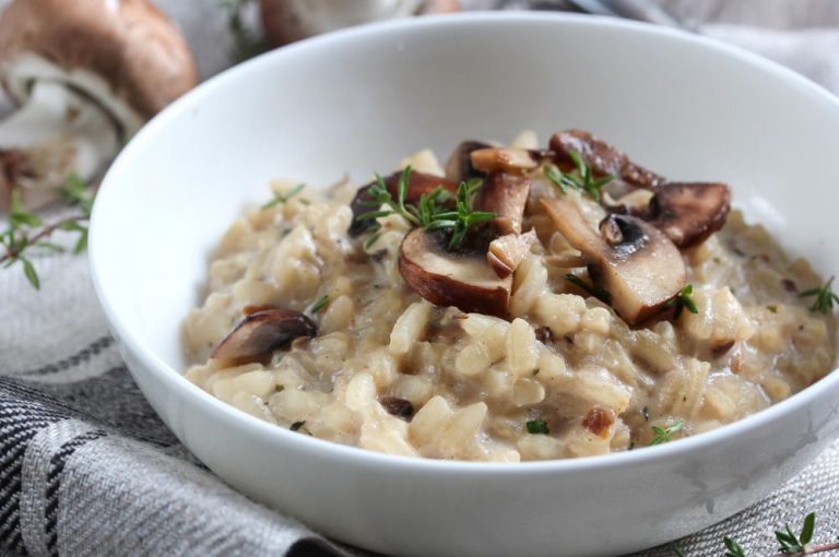 risotto pronto ai funghi prodotto con cuocitore industriale